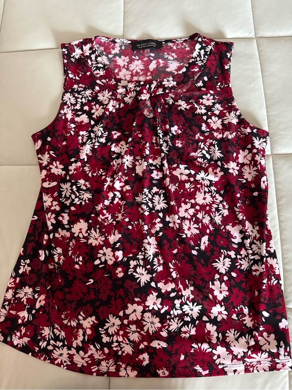 #0219 Black Label by Evan-Picone Floral Sleeveless Blouse Medium NWOT